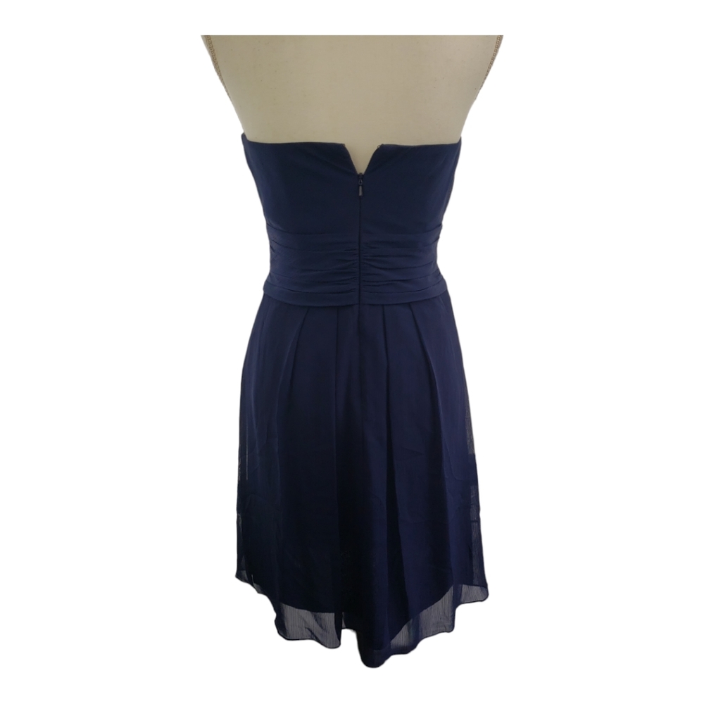 David's Bridal Strapless Sweetheart Neckline Short Dress Size 2 in Navy - Picture 3 of 13